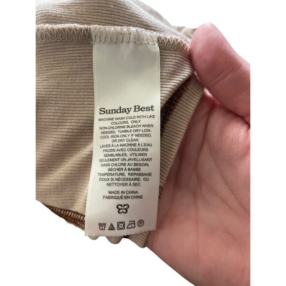 Aritzia Sunday Best Ribbed Corset Stitch Crop Top Beige Size S Neutral Retro - Picture 4 of 12